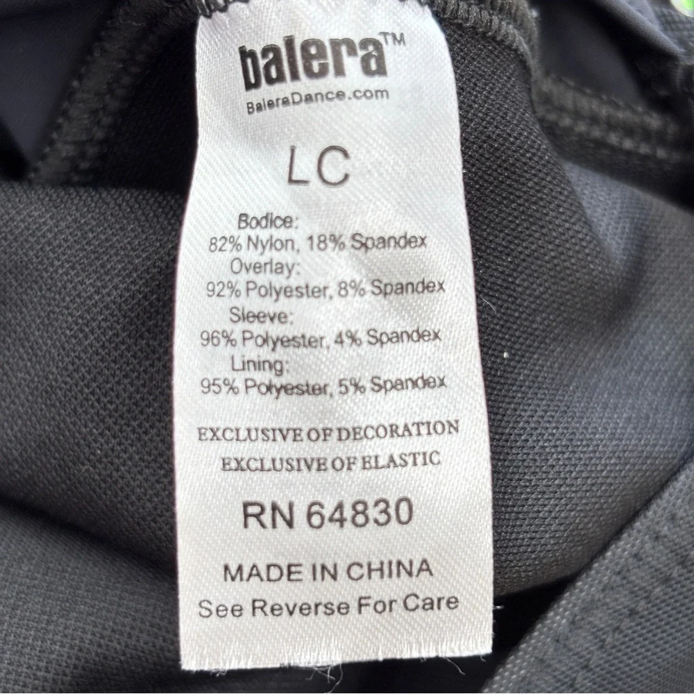 Balera Dance Skating Dress Costume size LC Black Colorful Confetti Sequin Mesh